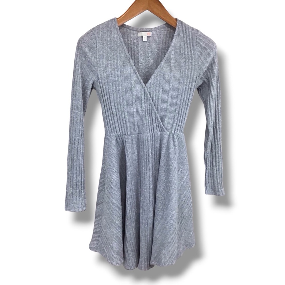GB Gianni Bini Gray Ribbed Skater Circle Dress M - Picture 1 of 9